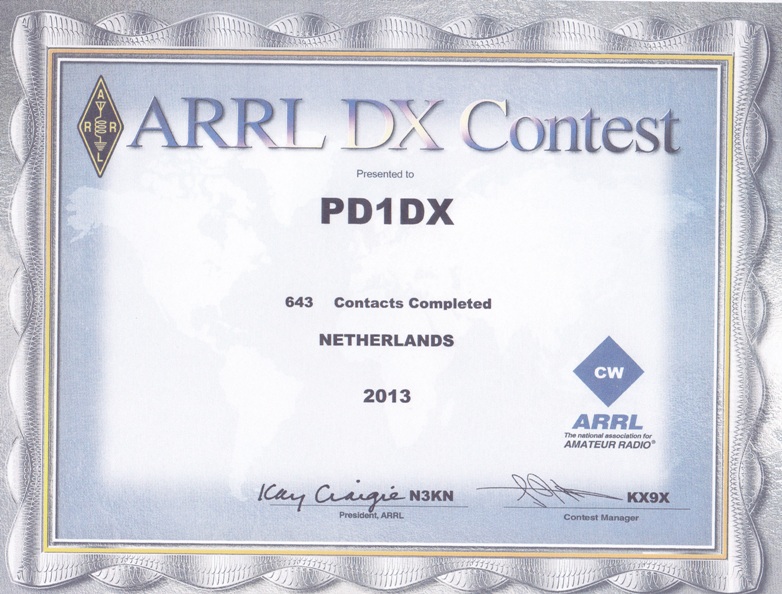 2013 PD1DX ARRL DX CW