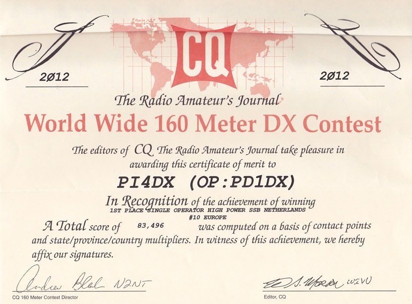 2012 CQ WW 160meter DX SO HP SSB 2012