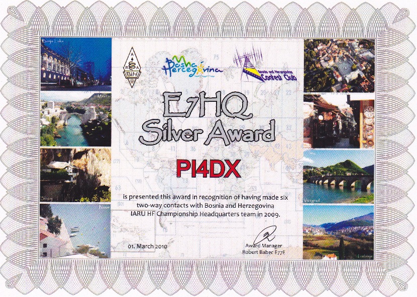 2009 E7HQ IARU HF Champ Silver Award 2009