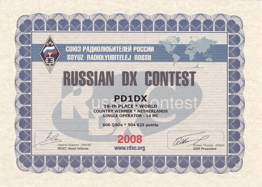 2008 RUSSIAN DX SO 20meter PD1DX 2008